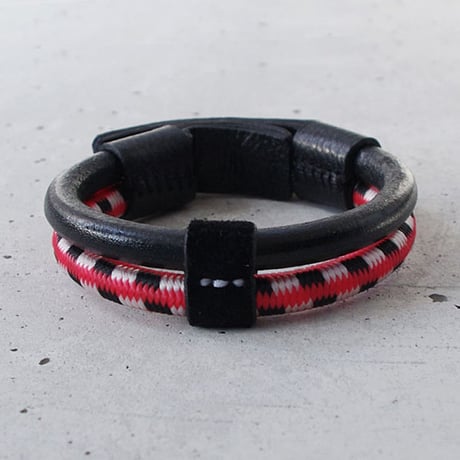 SHOCK CODE & leather double bracelet