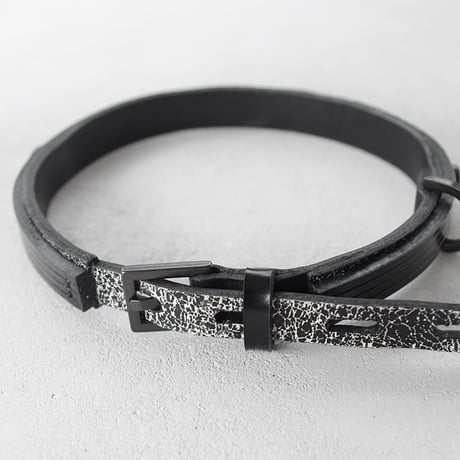 LAYERED leather long belt choker