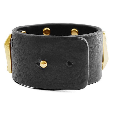 METAL plate leather bracelet