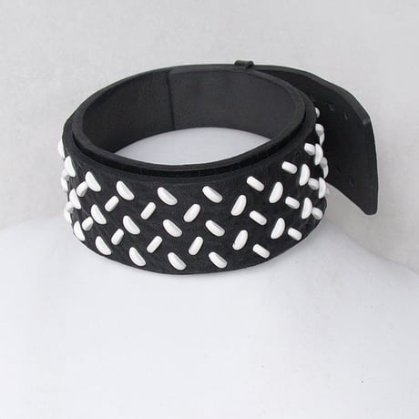 CHECKER PLATE studs leather big choker