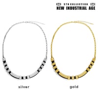 SQUARE TUBE chain & leather necklace
