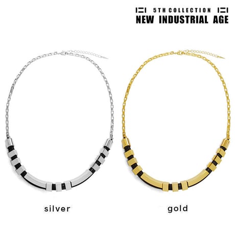 SQUARE TUBE chain & leather necklace