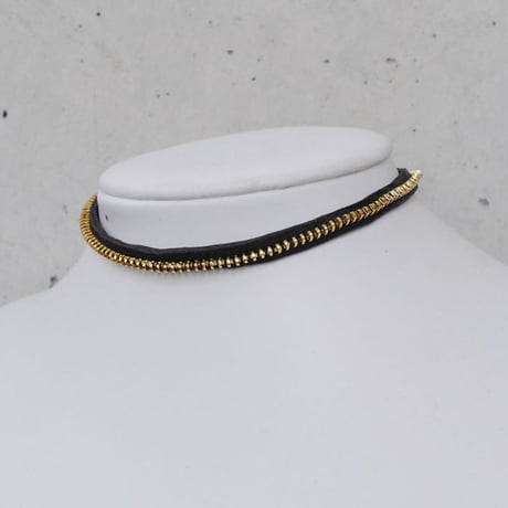 ZIP CHAIN leather choker