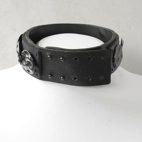 CIRCLE PLATE leather choker