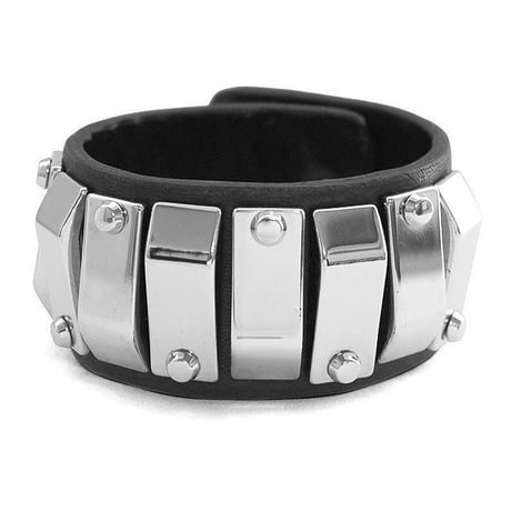 METAL plate leather bracelet