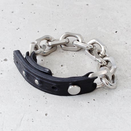 BIG CHAIN & leather bracelet