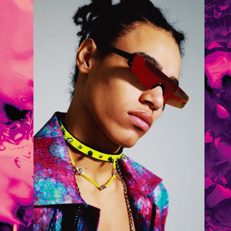 SPIKE & neon chain short necklace