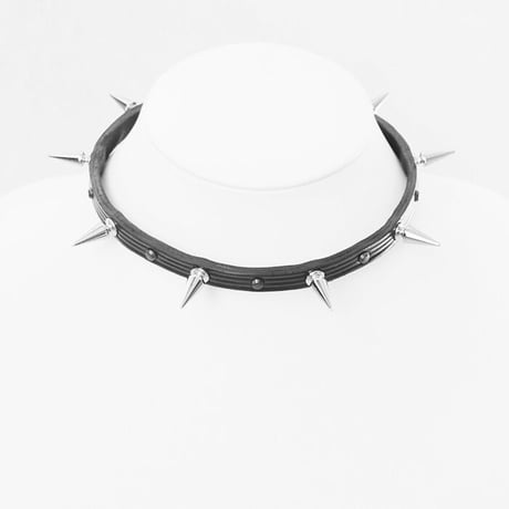 LONG SPIKE leather choker