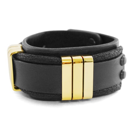 TRIPLICATE square ring leather bracelet