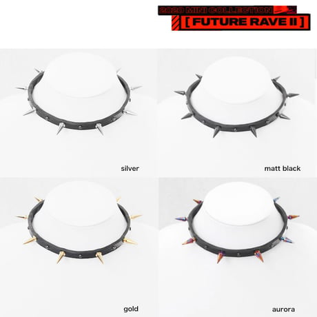LONG SPIKE leather choker