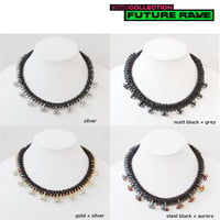 SPIKE & leather short  necklace