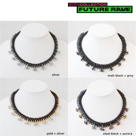 SPIKE & leather short  necklace
