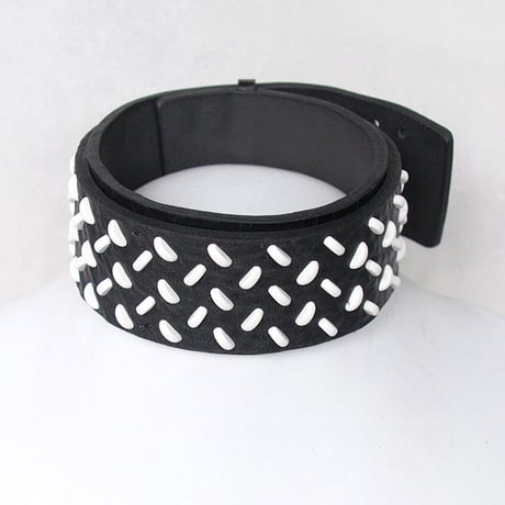 CHECKER PLATE studs leather big choker