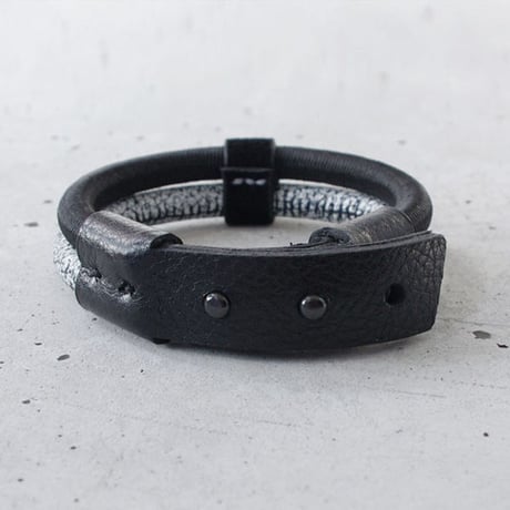 SHOCK CODE & leather double bracelet