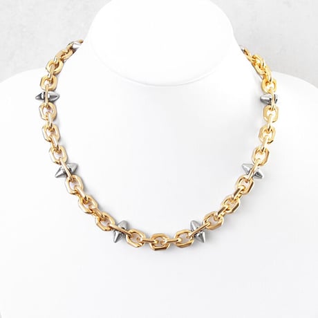SPIKE & oval chain short necklace
