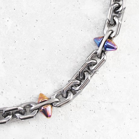 SPIKE & oval chain short necklace