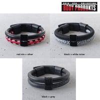 SHOCK CODE & leather double bracelet