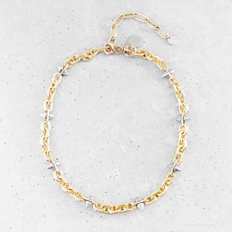 SPIKE & oval chain short necklace