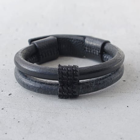 SHOCK CODE & leather double bracelet
