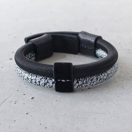 SHOCK CODE & leather double bracelet