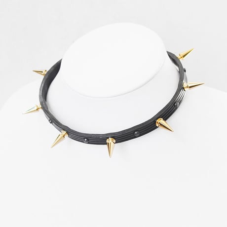 LONG SPIKE leather choker