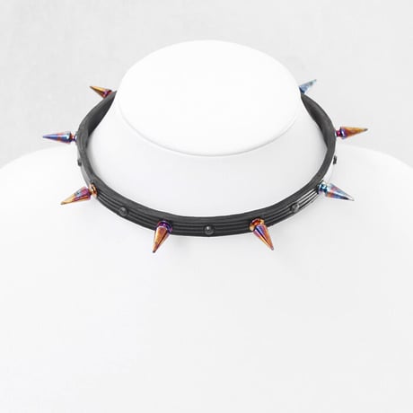 LONG SPIKE leather choker
