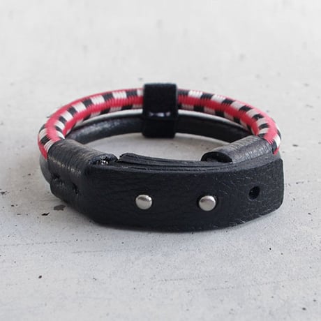 SHOCK CODE & leather double bracelet
