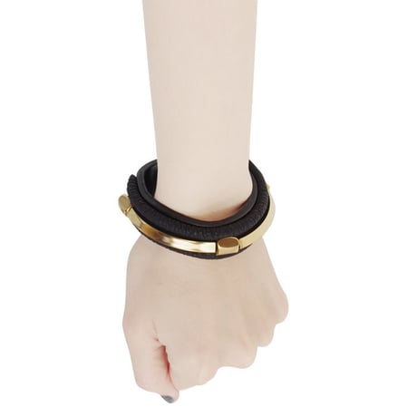 CHEVRON studs & metal tube leather bracelet