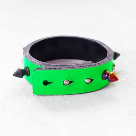 SPIKE leather bracelet(neon)