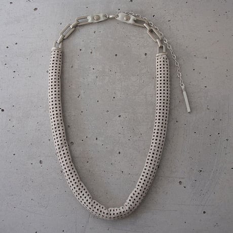 CHAIN & MESH leather short necklace