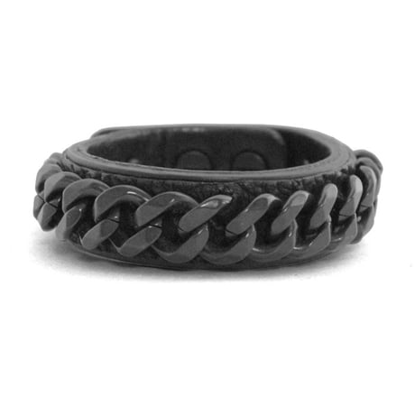 2 TONE CHAIN & LEATHER bracelet