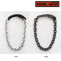 BIG CHAIN & leather short necklace