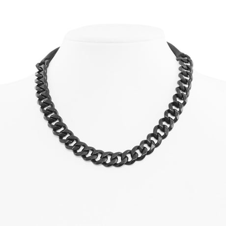 2 TONE CHAIN & LEATHER short necklace