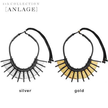 METAL plate leather necklace