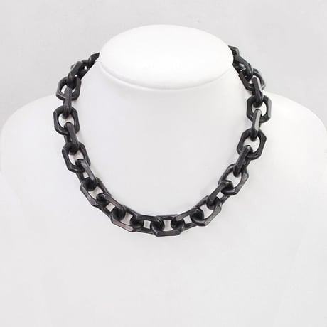 BIG CHAIN & leather short necklace