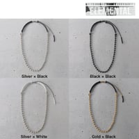 BALL CHAIN & leather middle necklace