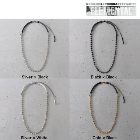 BALL CHAIN & leather middle necklace