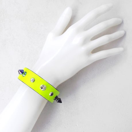 SPIKE leather bracelet(neon)