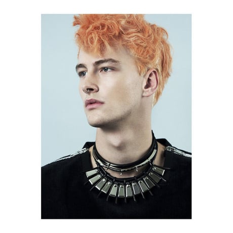 METAL plate leather necklace