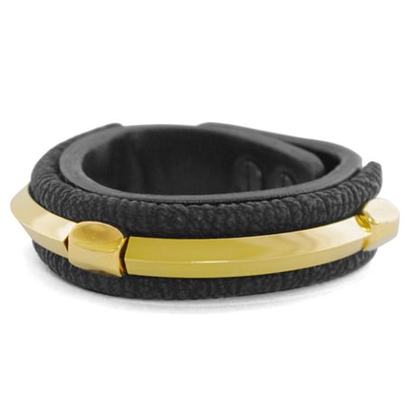 CHEVRON studs & metal tube leather bracelet
