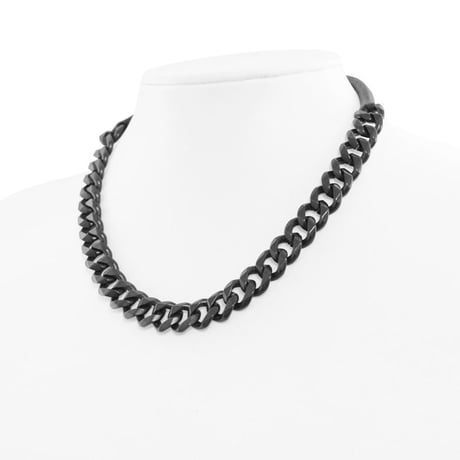2 TONE CHAIN & LEATHER short necklace