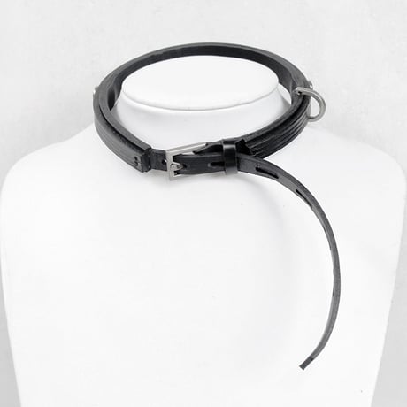 LAYERED leather long belt choker