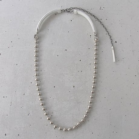 BALL CHAIN & leather middle necklace