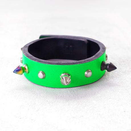 SPIKE leather bracelet(neon)