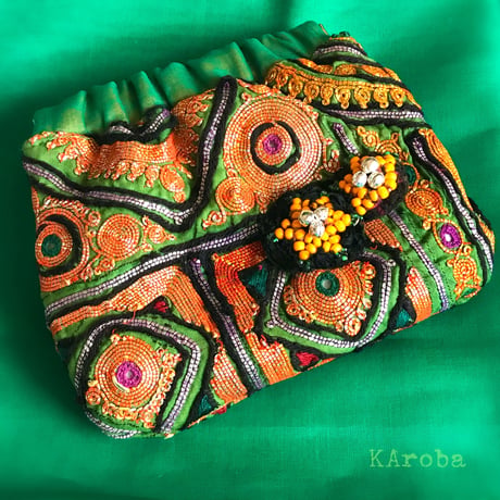 1点物 Zari刺繍ドレスヨーク ばね口ポーチ 《fp7》