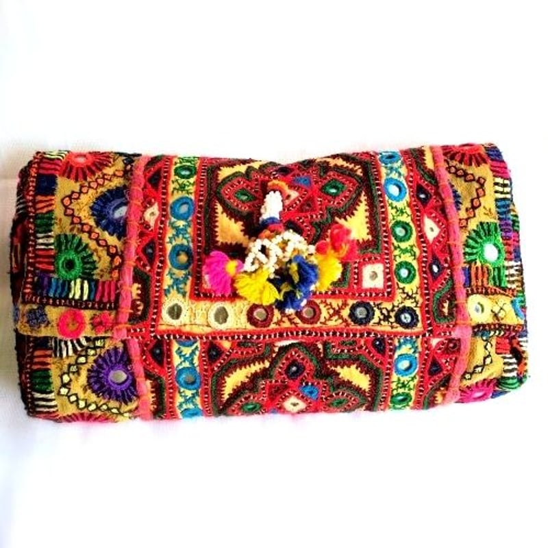 カッチ刺繍 2wayクラッチバッグ 1点物《ctc1》ミラーワーク刺繍 カッチ刺繍 2wayクラッチバッグ 1点物《ctc1》ミラーワーク刺繍
