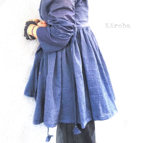 ラバリ風　カシュクールブラウス カシュクールブラウス 綿麻素材 ラバリジャケット 藍染シリーズ