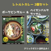 negombo33監修「ポークビンダルー辛口」1個  「ベイガンバルタ＆ラッサム中辛」1個（合計2個）セット　 送料込
