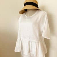 オールヘンプ半袖ギャザートップス