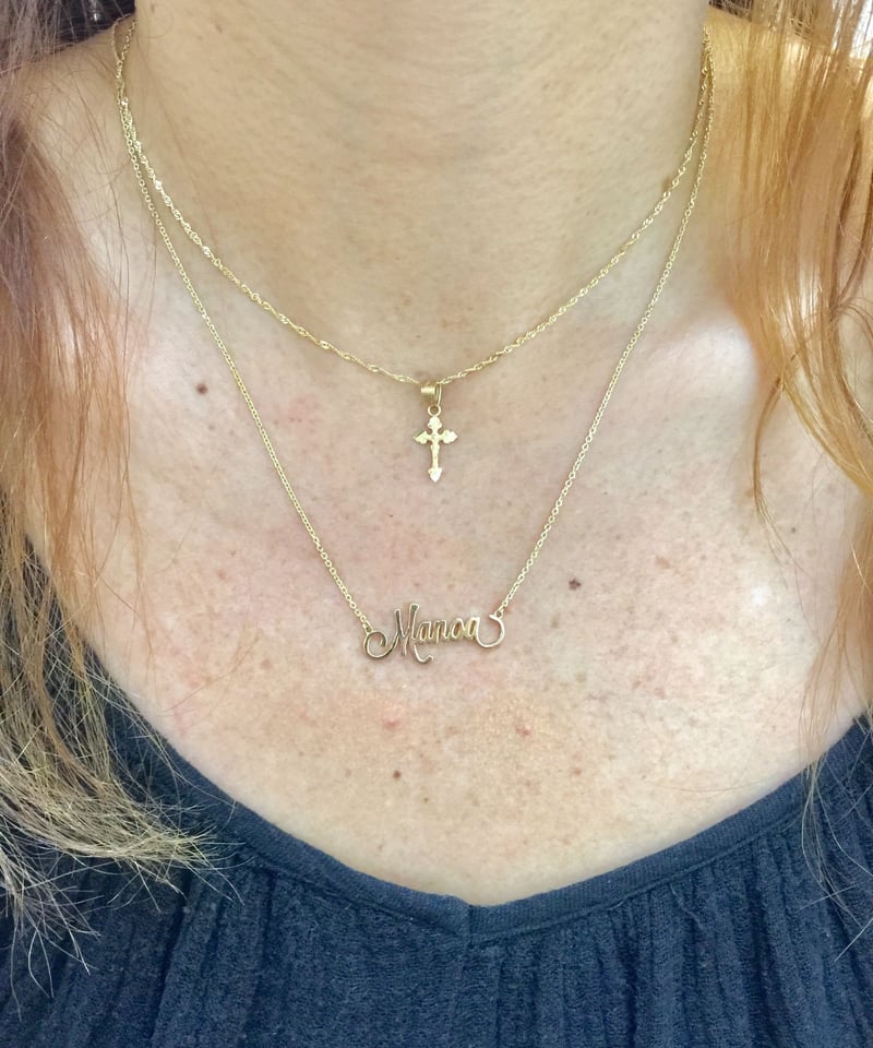 14K 極細ハンドカッティング ネームネックレス($780) | Manoa Love Design